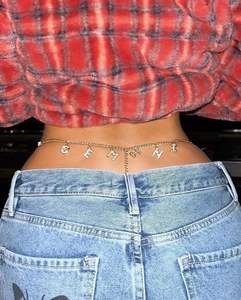 <span class=keywords><strong>Perizoma</strong></span> Sexy da <span class=keywords><strong>Donna</strong></span> con Lettere Bianche in Strass, Gioielli Zodiacali con Cristalli, Catena per Bikini - Product Image 3