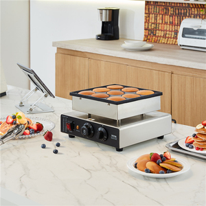 Machine à gaufres électriques à 9 cavités rondes en acier inoxydable, machine à dorayaki, mini-crêpes et muffins, pour usage commercial - Product Image 6