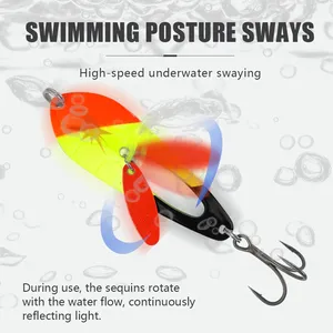 Lot de 5 leurres métalliques imprimés en forme de cuillère 2g/4g/10g, leurres de pêche à la spinnerblade pour eau salée/eau douce, saumon, bar, poisson-chat, tilapia - Product Image 4