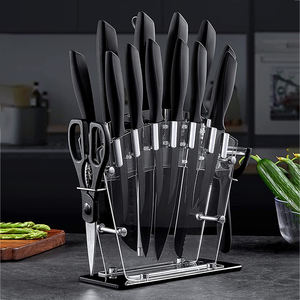 <span class=keywords><strong>Cuchillos</strong></span> de cocina <span class=keywords><strong>profesionales</strong></span> de acero inoxidable, raspador de parrilla negra, afilador de carbono, juego de <span class=keywords><strong>cuchillos</strong></span> chinos con soporte acrílico, 16 piezas - Product Image 5