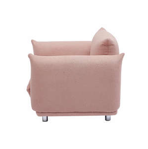 Chaise d'appoint pour canapé simple Sherpa pour chambre et salon 42 "W cuir rose et tissu avec ensemble de remplissage en bois et éponge - Product Image 4