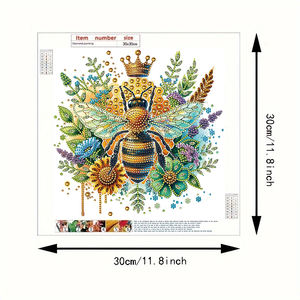 Custom 30x30cm il <span class=keywords><strong>re</strong></span> dell'ape decorazione della parete pittura a diamante <span class=keywords><strong>di</strong></span> forma irregolare 5D cristallo trapano fai da te animale diamante pittura kit - Product Image 2
