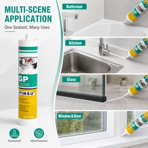 Sigillante Siliconico Multiuso ad Alta Adesione <span class=keywords><strong>per</strong></span> Porte e Finestre in Vetro, Impermeabile, Bianco Trasparente 300ML - Product Image 1