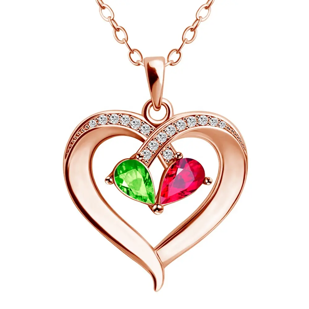 Fashion heart pendant two-color crystal necklace female DIY engraved name send girlfriends customize any text