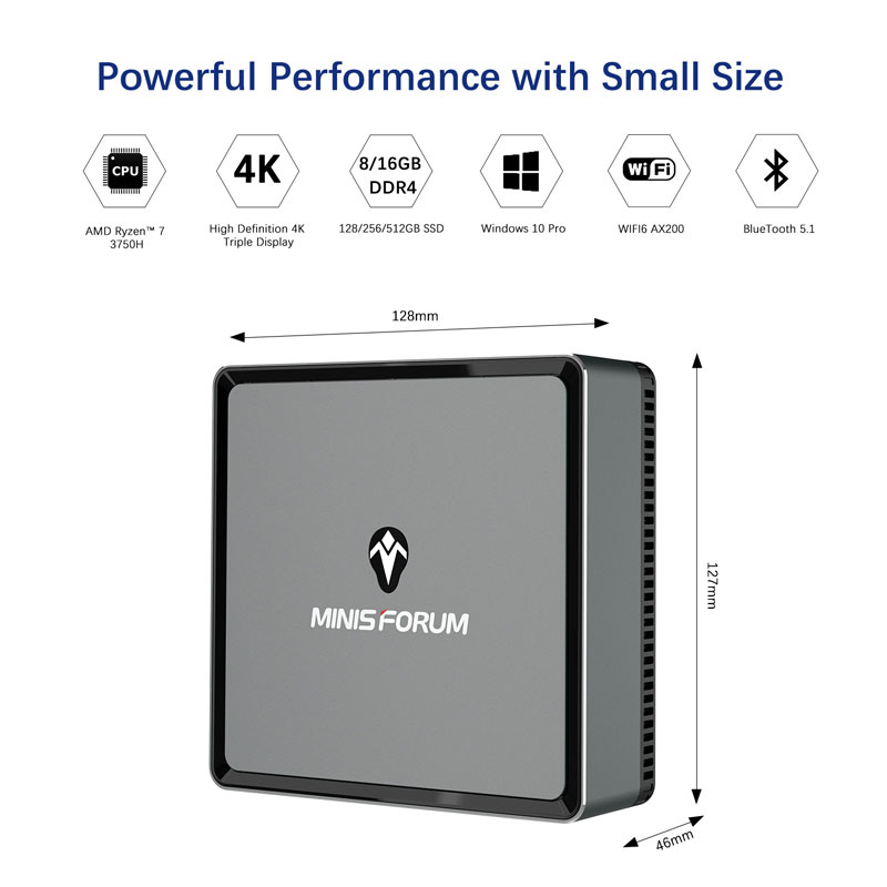 Minisforum UM250 Mini PC with AMD Ryzen V1605B | 8GB RAM, 256GB