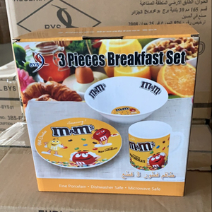 Vajilla de cerámica blanca con dibujos animados para niños, juego de cena para <span class=keywords><strong>desayuno</strong></span> con plato, Bol, taza, 3 uds. - Product Image 2