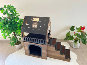 202406 Venta caliente diseño de lujo ecológico fácil de limpiar accesorios para mascotas casa para gatos cama casa de madera conejo gato y perro casa - Product Image 3