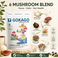 Mélange de café instantané aux champignons Ganoderma, 6 champignons adaptogènes (Crinière de lion, Reishi, Chaga), saveur originale, 30 portions, Arabica
