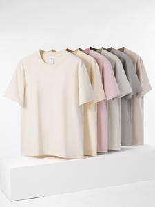 Shake Sound 230g Heavy Short Sleeve Solid 100% Cotton Knitted Anti-Pilling Loose <b>Fit</b> <b>T</b>-<b>Shirt</b> for Men Women - Product Image 1