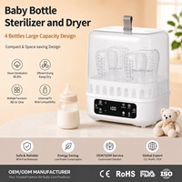 Chauffe-biberon, stérilisateur et sécheur 4-en-1 grande capacité 600W, appareil en plastique sans contrôle par application, pour soins de bébé, OEM