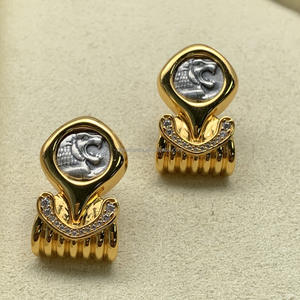 Pendientes de Joyería Fina para Mujer, Chapados en Oro, Plata 925, con Puntas, Diseño Vintage de León en Relieve, con Moissanita, Colgantes, para Regalo - Product Image 5