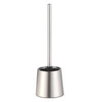 Ensemble de brosse de toilette et de support Nickel brossé Base et poignée en acier inoxydable 304 robustes Nettoyeurs de cuvette de toilette Brosse et support