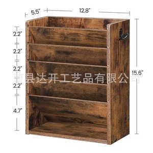 Wooden Wall Mounted Storage Rack 6 Tier With Hooks For Office <b>Organizing</b> Documents Magazines <b>Files</b> - Product Image 4