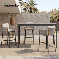 Ensemble de mobilier d'extérieur résistant aux UV, table et chaises de bar imperméables pour hôtel, café, cantine, resort, jardin, terrasse