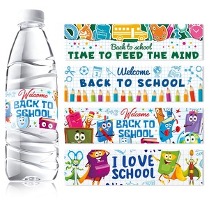 Etiquetas Adhesivas para Botellas de Agua LINDOJUNI para la Fiesta de Regreso a Clases, Estilo Pizarra, Etiquetas para Bebidas con Diseño de Bienvenida a la Escuela - Product Image 1