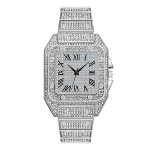 Hiphop diamanten horloge mode luxe quartz horloges roestvrij staal diamanten wijzerplaat iced out quartz horloge horloges voor heren - Product Image 5