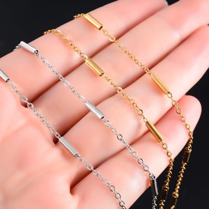 Cadena de Eslabones Chic de 2 mm con Cilindro de Acero Inoxidable, Collar Largo para Mujer, Gargantilla, Accesorios para Hacer Joyas - Product Image 5