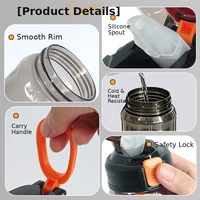Bouteille d'eau sport transparente de 750 ml avec bec en silicone, couvercle à clapet à ouverture rapide, verrou de sécurité et poignée de transport pour la gym et les voyages – En stock