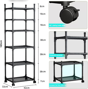 Chariot de rangement de cuisine mobile moderne à 6 niveaux en acier au carbone, sur roulettes, type autoportant, durable, 40x32x170cm - Product Image 3