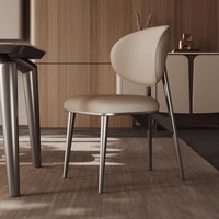 Luxus-Esszimmers tuhl aus Edelstahl mit echter Rückenlehne aus Rindsleder High-End Simple Modern Home und Hotel Cafe Chair