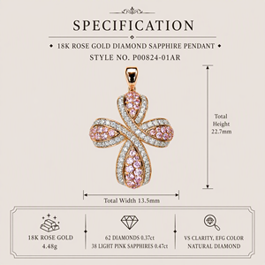 Colgante Religioso Fino de Oro Blanco de Dos Tonos con Cruz Trenzada e Incrustaciones de Diamantes Rosas y Transparentes para Uso Diario Femenino - Product Image 3