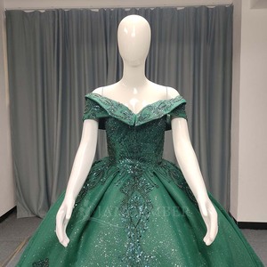 Lsany207 Green Plus Size Lace Flowers Maternity Quinceanera Chapel Train Puffy Skirt Vocal Art Dress Annual Temperament - Product Image 4