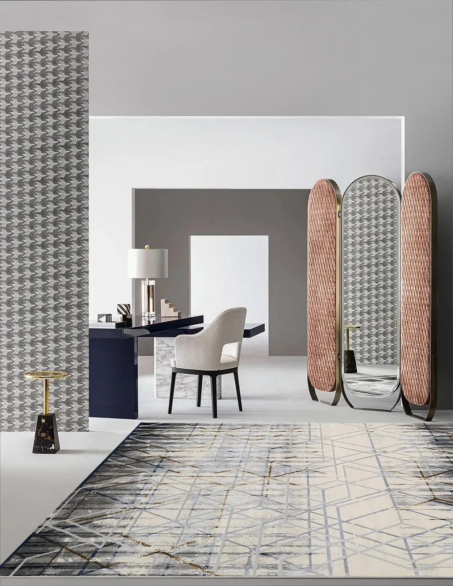 Luxury grey soft home machine made polypropylene bedroom carpet