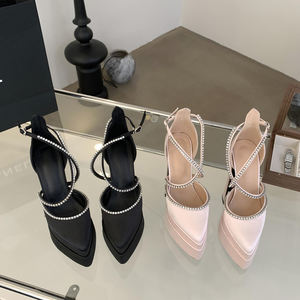 Sandalias de Verano para Mujer, Elegantes y Sensuales, con Tira en el Tobillo, Plataforma, Tacón Alto, Estilo Gladiador, Zapatos de Seda para Otoño - Product Image 5