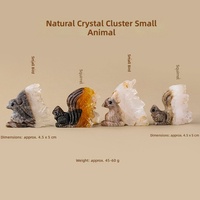 Ornement en pierre naturelle de quartz blanc en forme de grappe d'eau et d'écureuil, décoration de bureau en pierre brute pour la maison et le bureau