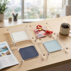 Durable PU Leather Folding Tray Multi-Functional Desktop Clear <b>Storage</b> Organizer Waterproof <b>Collapsible</b> Catchall Welcome Gifts - Product Image 1