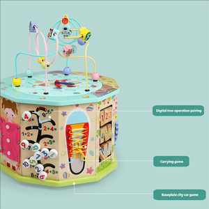 Cubo de actividad de madera 6 en 1 de nuevo estilo, juguetes educativos de aprendizaje Montessori Unisex para niños y niñas de más de 3 años - Product Image 4