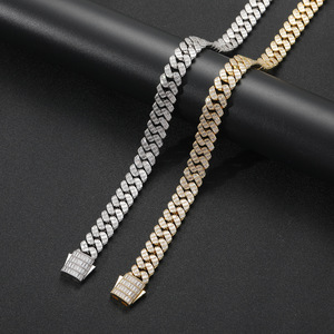 17Mm Ladder Square Cuban Chain Spring Buckle Heavy Industry Men's Necklace, Hip Hop Bracelet Accessories Tanjing Fashion - Product Image 1