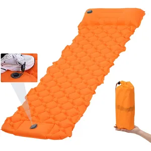 Tragbare ultraleichte Camping-Luft matratze mit eingebauter Fuß pumpe und Kissen