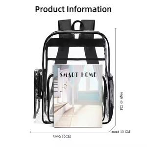 Mochila escolar unisex personalizada de PVC resistente a la intemperie para estudiantes, cierre de cremallera, bolsa de almacenamiento para exteriores a la moda, letra transparente - Product Image 4