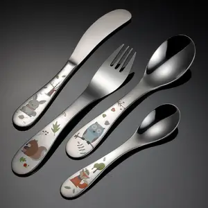 304不锈钢餐具套装儿童金属刀叉勺子和小勺子热卖2020