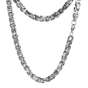 Hot Sale Fashion Unisex Necklace Bracelet Set Stainless Steel Byzantine <b>Chain</b> Set Hip Hop PVD Gold Plated - Product Image 2