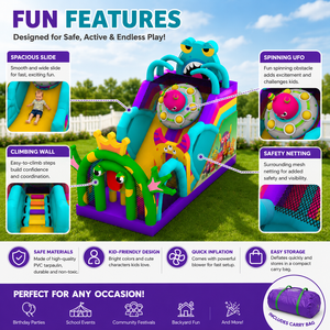 Structure gonflable commerciale à thème monstre avec toboggan et espace de jeu pour enfants, idéale pour la location événementielle - Product Image 4