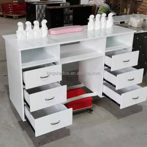 King Shadow-MESA DE MANICURA rosa, muebles de salón de uñas, mesa superior de cristal con ventilación - Product Image 6