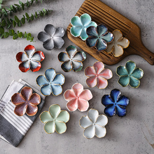 New Design Flower Shape Pottery Taste Dish Handmade Glaze <strong>Change</strong> Eco-Friendly Japandi Style <strong>Small</strong> Soy Sauce Dishes Sushi - Product Image 3