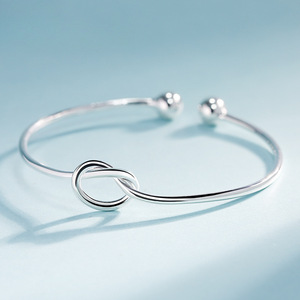 Bracelet pour femme en argent sterling 925, chaîne à maillons solides, nœud de corde, cœur ouvert, romantique, minimaliste, pour anniversaire et mariage - Product Image 3