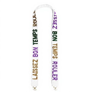 CRYSTAL CRAFT MSU Bulldogs <b>Ribbon</b> Strap White <b>Red</b> Custom Text Vintage Style Eco-Friendly Beaded Hook Handbag Accessory - Product Image 3