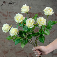 Vente en gros de fleurs artificielles modernes en soie, roses réalistes faites à la main, 46 cm, rouge/rose/blanc/vert/abricot, pour mariage, événements, décoration de la maison