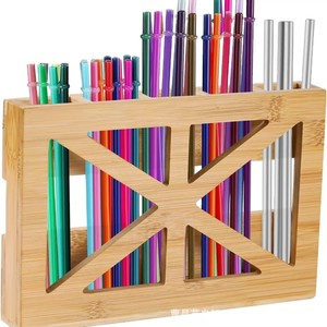 Porte-pailles mural en bambou, rectangulaire, laqué, sans perçage, pour cuisine et salon - Product Image 5