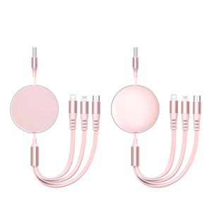 Transparent Ice Crystal Retractable 1 To 3 Fast Charging Data <b>Cable</b> Tpe Material 1m Length For Mobile Phone Multi Color Options - Product Image 5