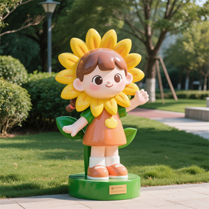 Statue de personnage de dessin animé Fille Tournesol D039, sculpture d'art haut de gamme pour la décoration commerciale des atriums de centres commerciaux - Product Image 1
