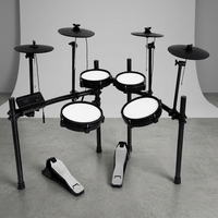 Kit de batterie électronique numérique pliable et compact avec plus de 200 sons, tête en maille métallique à faible bruit, avec écouteurs pour la pratique en appartement