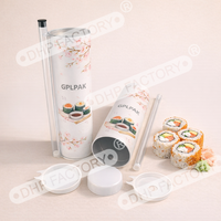 Tube en papier d'emballage pour sushis, écologique, de qualité alimentaire, imprimé sur mesure, avec distributeur de sauce soja, emballage en papier pour boîte