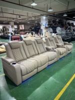 Ensemble de canapés électriques inclinables en cuir moderne 3+2, modulable, extensible, avec fonction massage, pour home cinéma, avec console pliable