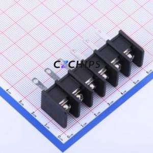 DBT30H-9.5-6P-BK-P Barrier <b>Terminal</b> <b>Block</b> Through hole Component (THT),P=9.5mm <b>Connector</b> Two Sides 9.5mm 1x6P Straight Pin - Product Image 1