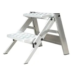 Fabrikant Lage Prijs Anti Slip Huishoudelijke Opvouwbare Ladders 2 Stappen Breed Pedaal Aluminium Ladder Hoge Kwaliteit Aluminium Bank